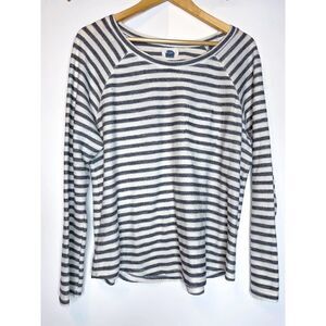 Old Navy Striped Long Sleeve Top Gray‎ White Raglan Cozy Casual Pullover Large